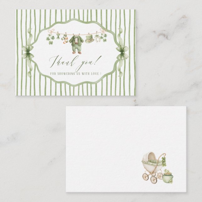 Elegant Watercolor Lucky Charm St Patrics Baby sho Card (Front/Back)