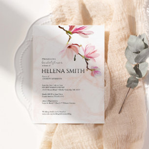 Elegant Watercolor Magnolia Bridal Shower Invitation