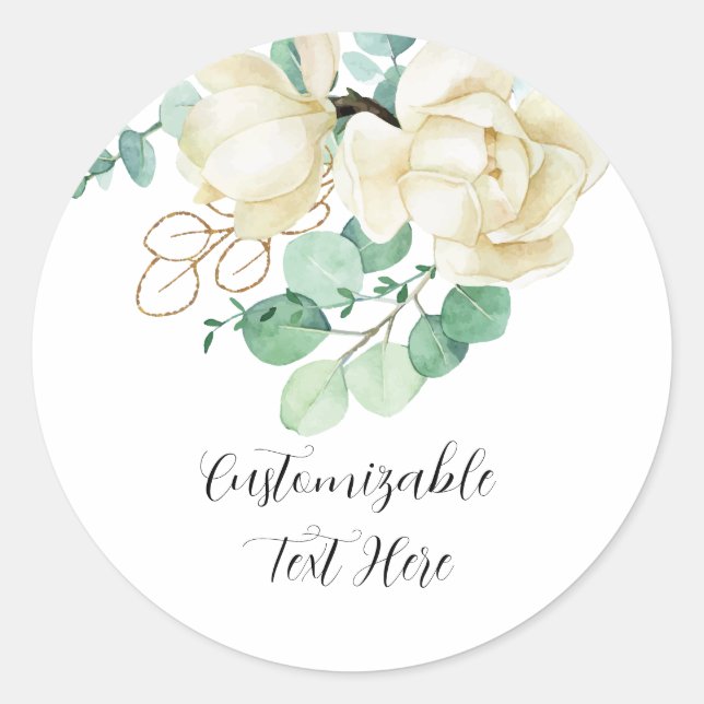 Elegant Watercolor Magnolia Sticker (Front)