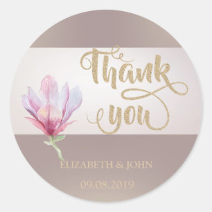 Elegant  Watercolor Magnolia  Wedding Sticker