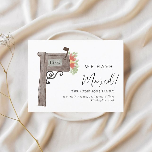Elegant Watercolor Mailbox New Home Moving Announcement Postcard (Creator Uploaded)