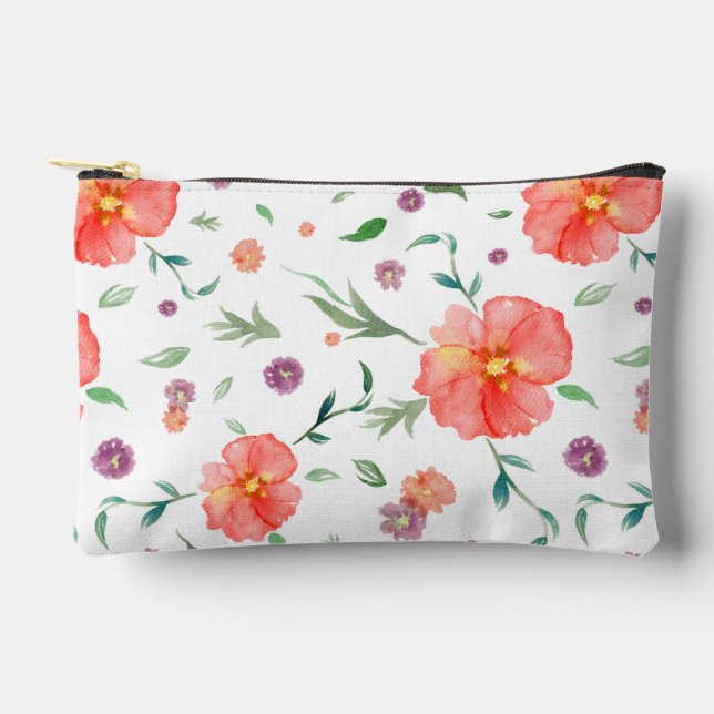 Elegant Watercolor Makeup Bag Gift for Mom (Front)