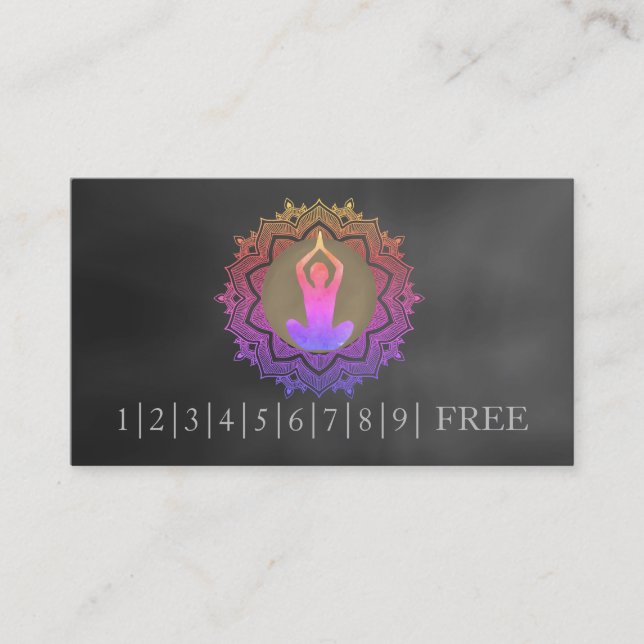 Elegant Watercolor Mandala YOGA Instructor Logo Business Card (Front)