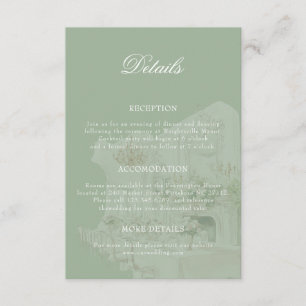 Elegant Watercolor Manor Garden Wedding Details Enclosure Card