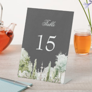 Elegant Watercolor Manor Garden Wedding Pedestal Sign
