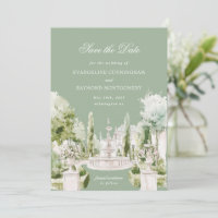 Elegant Watercolor Manor Garden Wedding Save The