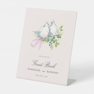 Elegant Watercolor Manor Rococo Wedding Guest Book Pedestal Sign