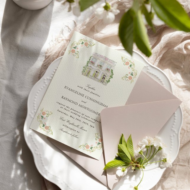 Elegant Watercolor Manor Rococo Wedding Invitation (Creator Uploaded)