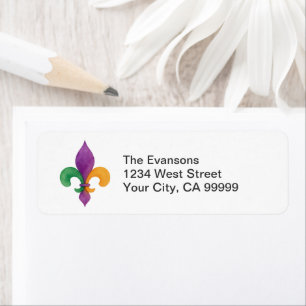 Elegant Watercolor Mardi Gras Fleur de Lis