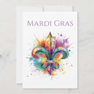 Elegant Watercolor Mardi Gras  Invitation