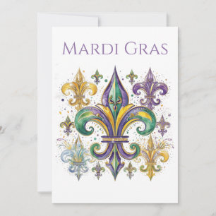 Elegant Watercolor Mardi Gras  Invitation