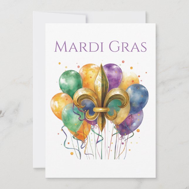 Elegant Watercolor Mardi Gras  Invitation (Front)