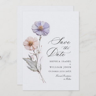 Elegant Watercolor Meadow Wildflower Wedding Save The Date