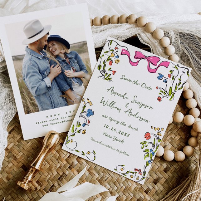 Elegant Watercolor Meadow Wildflower Wedding Save The Date (Creator Uploaded)