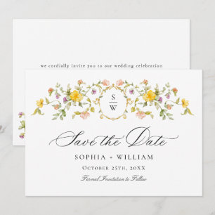 Elegant Watercolor Meadow Wildflower Wedding Save The Date
