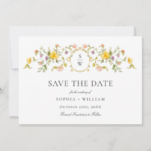 Elegant Watercolor Meadow Wildflower Wedding Save The Date