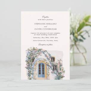 Elegant Watercolor Mediterranean Italian Wedding Invitation