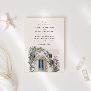 Elegant Watercolor Mediterranean Italian Wedding Invitation