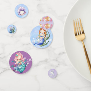 Elegant Watercolor Mermaids Birthday Confetti