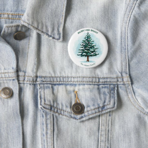 Elegant Watercolor Merry & Bright Christmas Tree  6 Cm Round Badge
