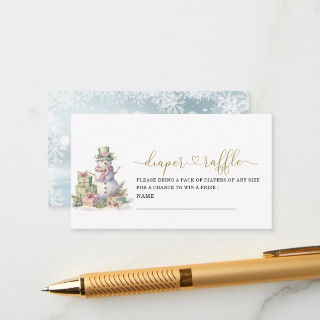 Elegant Watercolor Merry Christmas baby shower dia Enclosure Card (Front/Back In Situ)