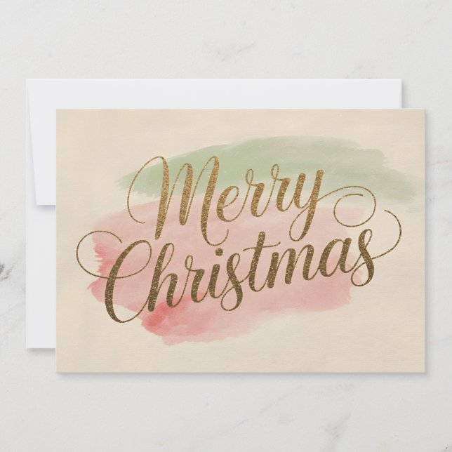 Elegant Watercolor Merry Christmas Card (Front)