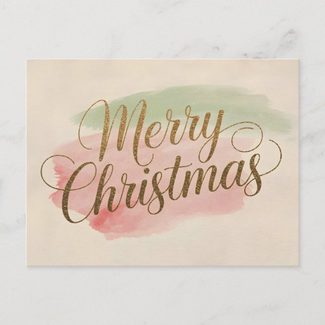 Elegant Watercolor Merry Christmas Card (Front)