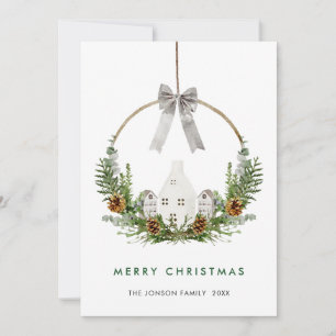 Elegant Watercolor Merry Christmas Composition Holiday Card