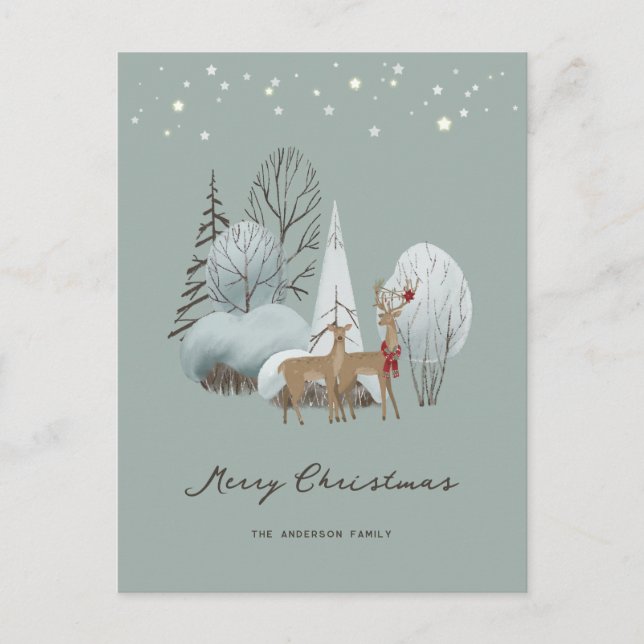 Elegant Watercolor Merry Christmas Holiday Postcard (Front)