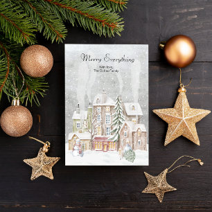 Elegant Watercolor Merry Everything Christmas Holiday Card