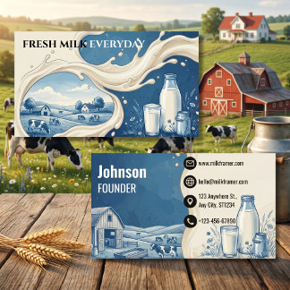 Elegant Watercolor Milk Splash Abstract Dairy Business Card