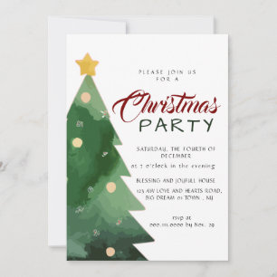 Elegant Watercolor Minimalist Christmas Party Invitation