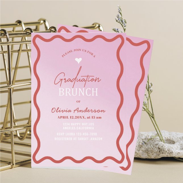 Elegant watercolor minimalist graduation brunch pi invitation (Creator Uploaded)