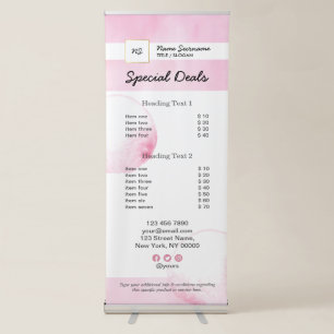 Elegant Watercolor Minimalist Pastel Pink Stripe Retractable Banner