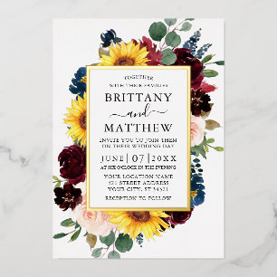 Elegant Watercolor Mixed Floral Wedding Gold