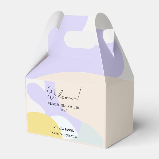 Elegant Watercolor Modern Minimal Wedding Welcome  Favour Box (Front Side)