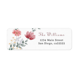 Elegant watercolor modern wildflowers address