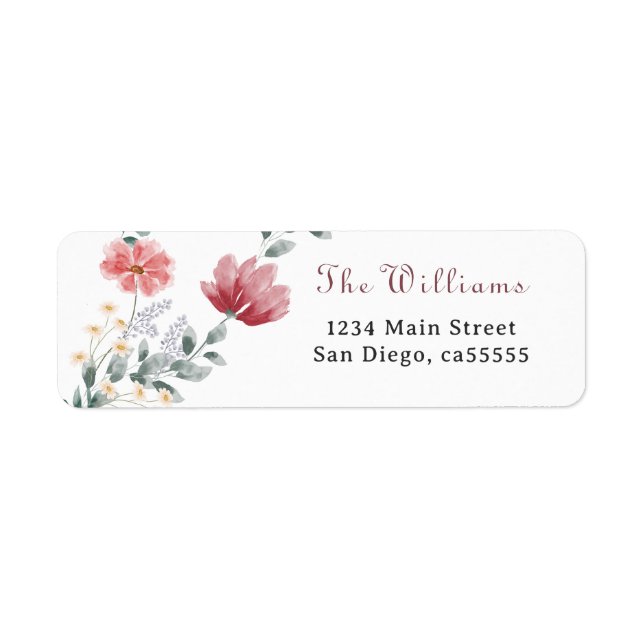 Elegant watercolor modern wildflowers address (Front)