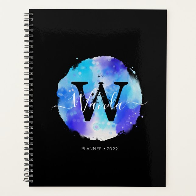 Elegant Watercolor Monogram 2022 Planner (Front)
