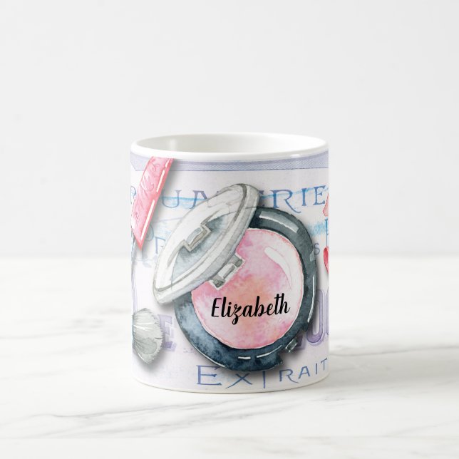 Elegant Watercolor Monogram Beauty Cosmetics Style Coffee Mug (Center)