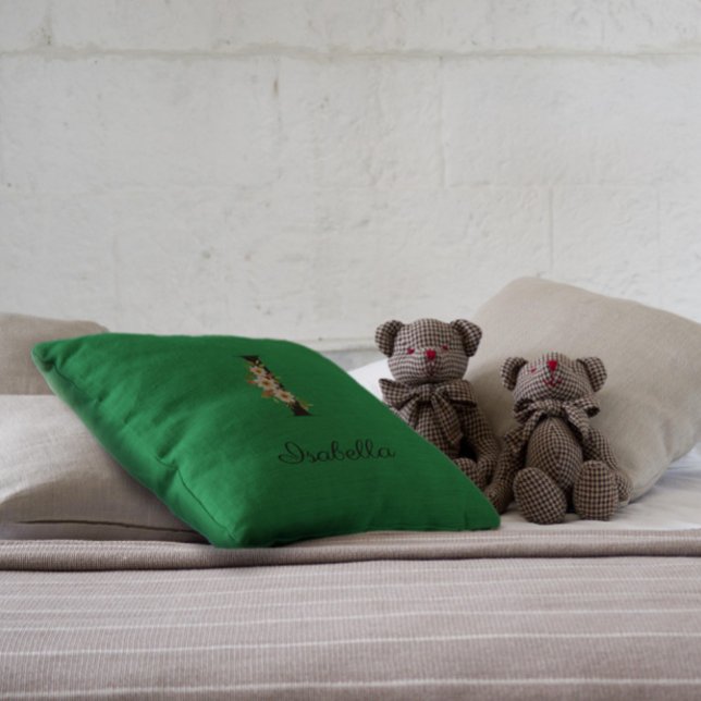 Elegant watercolor monogram green throw pillow (Creator Uploaded)