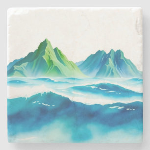 Elegant Watercolor Mountain Coasters Minimalist