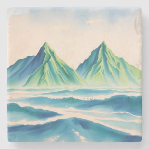 Elegant Watercolor Mountain Coasters Minimalist