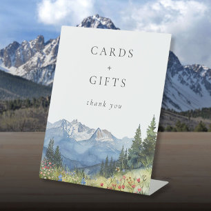 Elegant Watercolor Mountain Floral Cards And Gifts Pedestal Sign