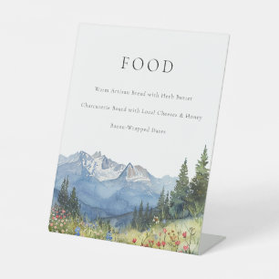Elegant Watercolor Mountain Food Menu Pedestal Sign