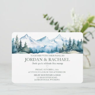 Elegant Watercolor Mountain Wedding Invitation