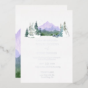 Elegant Watercolor Mountain Wedding Silver