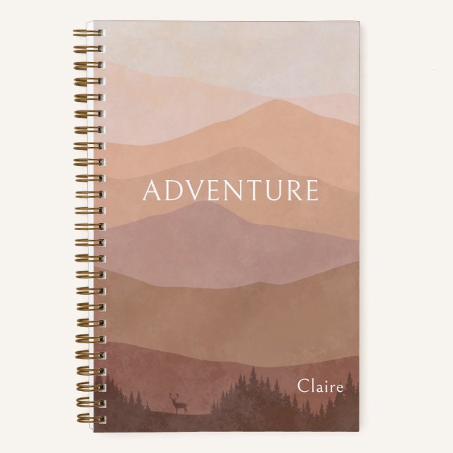Elegant Watercolor Mountains Adventure Travel  Notebook (Front)