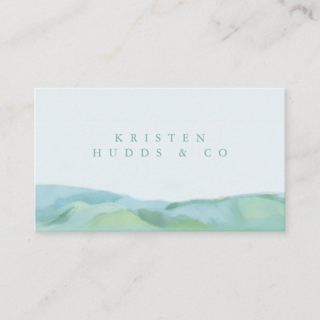 Elegant Watercolor Mountains  Business Card (Front)