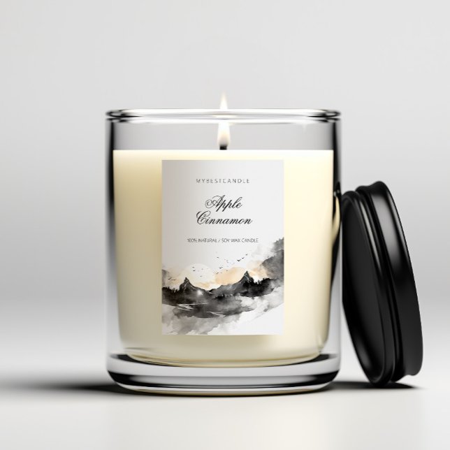 Elegant Watercolor Mountains Candle Food Label (Creator Uploaded)